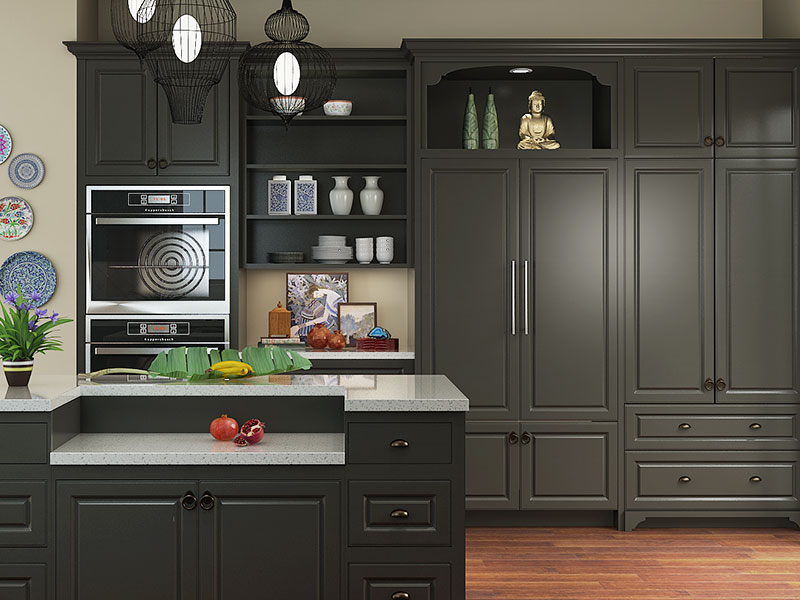 OPPEIN | Traditional Grey Lacquer Kitchen OPPEIN OP15-L21