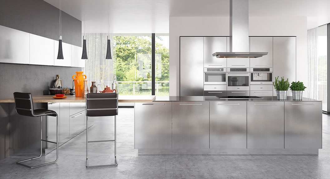 modern stainless steel kitchen cabinet design
