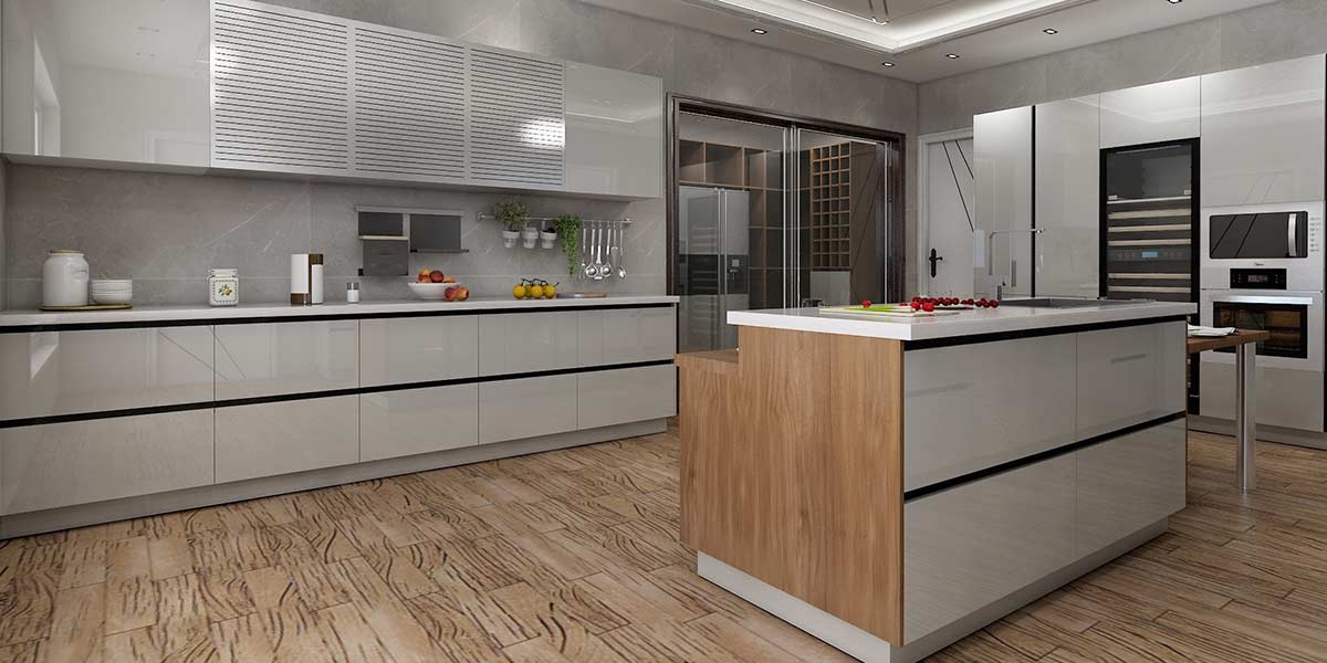 modern high gloss grey kitchen cabinets