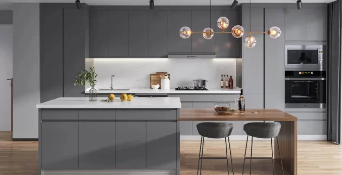 modern minimalist grey cabinets