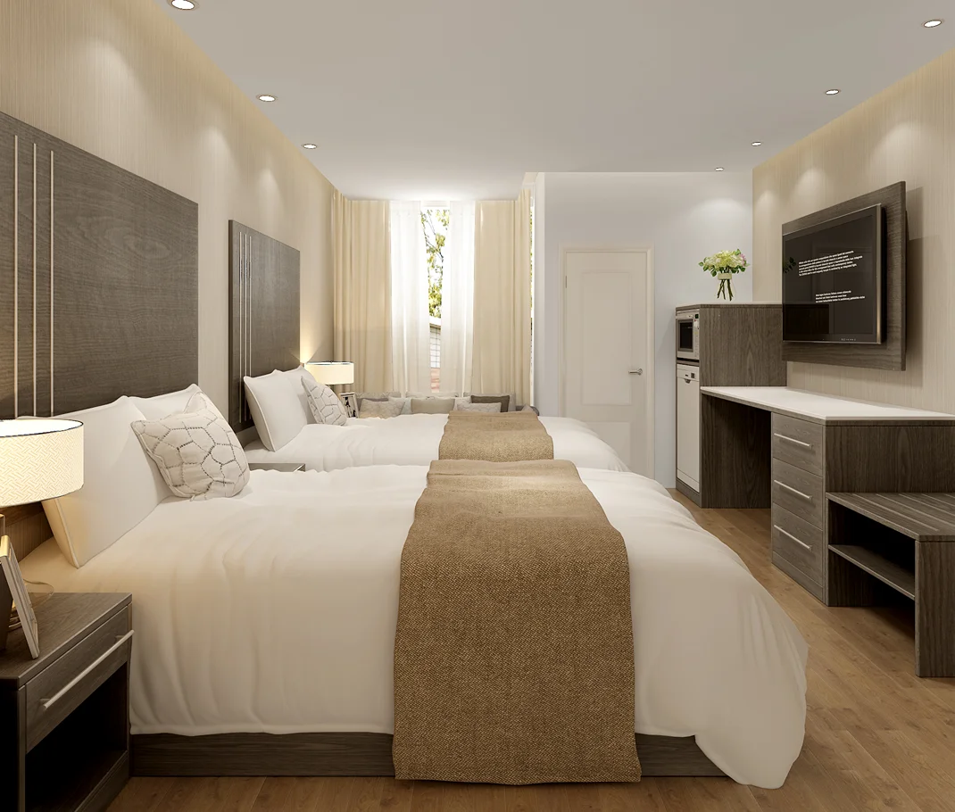 modern grey wooden hotel room furniture set